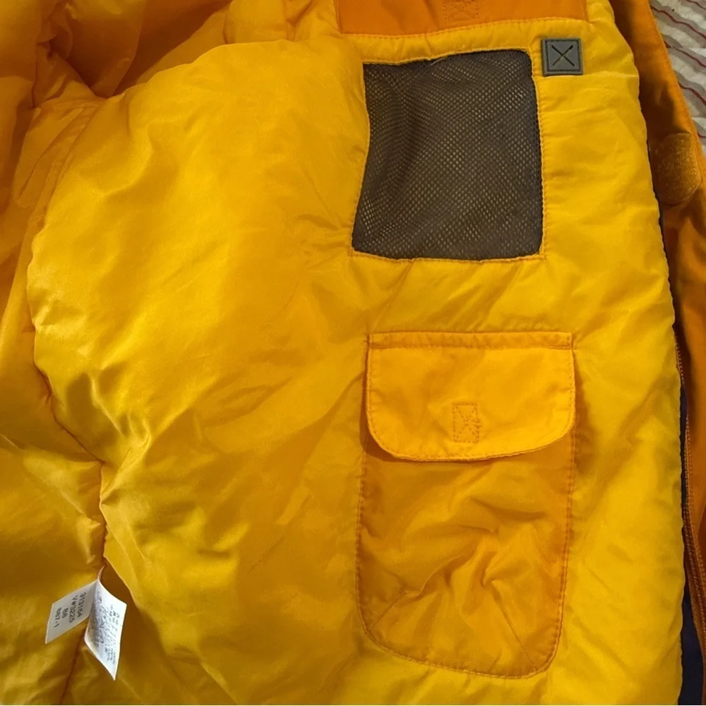 Lands End Marigold Insulated Weatherproof Jacket w/dark blue trim. Sz L.